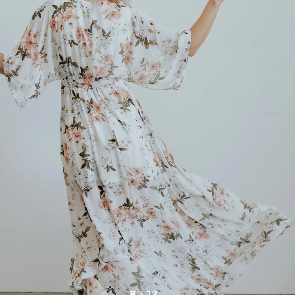 BALTIC BORN Size L white multi Kia kimono maxi dress - Picture 4 of 14
